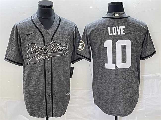 Men%27s Green Bay Packers #10 Jordan Love Gray Cool Base Stitched Baseball Jersey->green bay packers->NFL Jersey